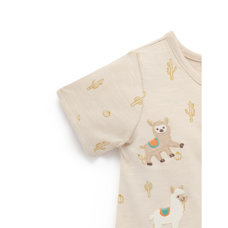 Purebaby Organic Llama Fiesta Short Growsuit - Cacti Print