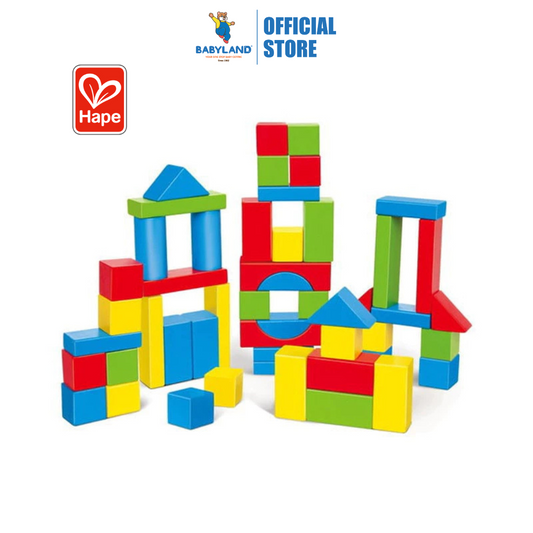Hape 7368 Mini Master Builder Wooden Block Set - 50 Pcs Suitable For Age 12+ Months