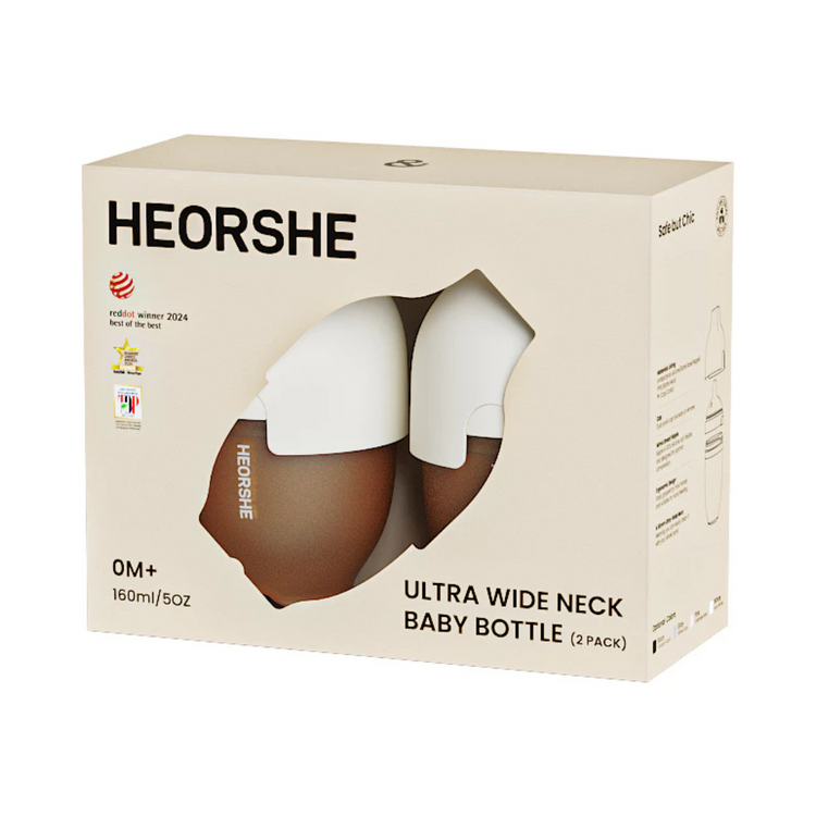 He Or She New Born Set 5oz/160ml Ultra Wide Neck Baby Bottle (2 PACK)