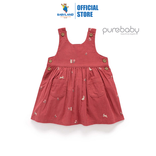 Purebaby Organic Bunny Pinnie - Bunny Broderie Print