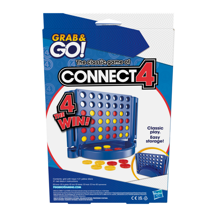 Connect 4 Grab & Go Game for Ages 6 and Up, Portable Game for 2 Players, Travel Game