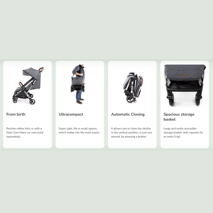 Maxi-Cosi Eva² Luxe Ultra Compact Stroller - Twillic Grey (1 Year Warranty)