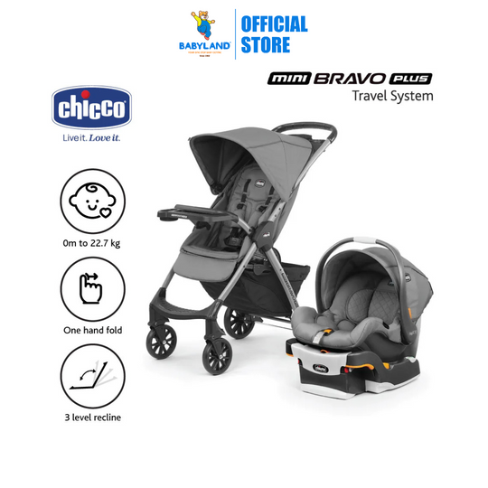 Chicco Mini Bravo Plus Travel System - Slate | From 6 months up to 22.7kg, approximately 4 years old