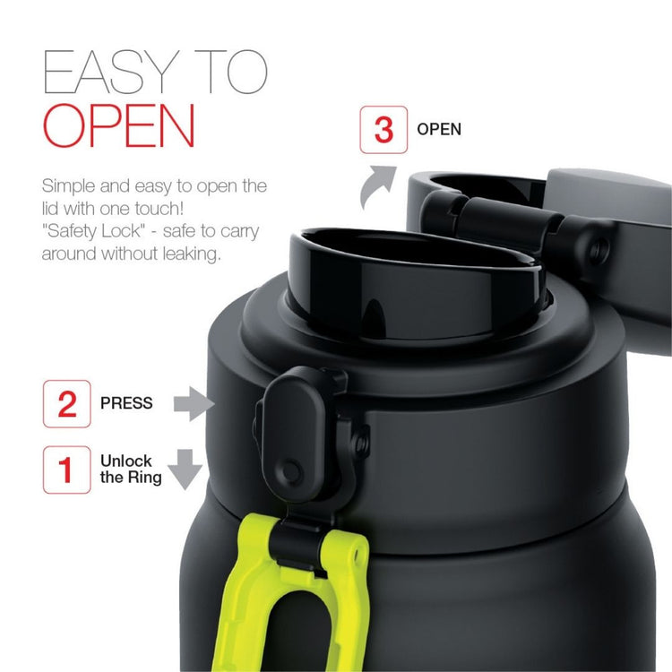 Peacock 800ml Stainless Steel One Touch Sports Bottle