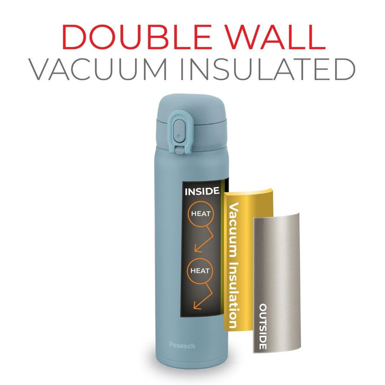 Peacock 500ml Stainless Steel One Touch Bottle