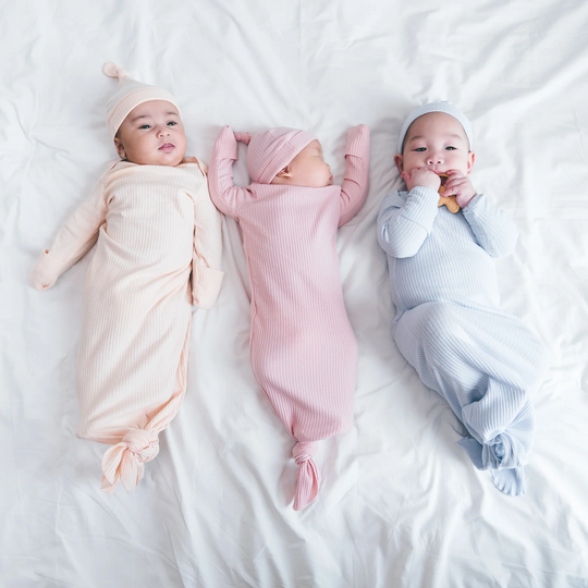 Jae Ko Long Sleeve Knotted Gown (0-3m) - Seashell (Light Pink)