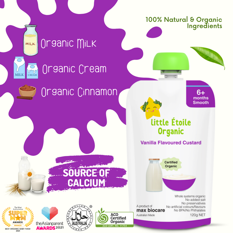Little Etoile Organic Baby Puree - Vanilla Flavoured Custard (6m+)