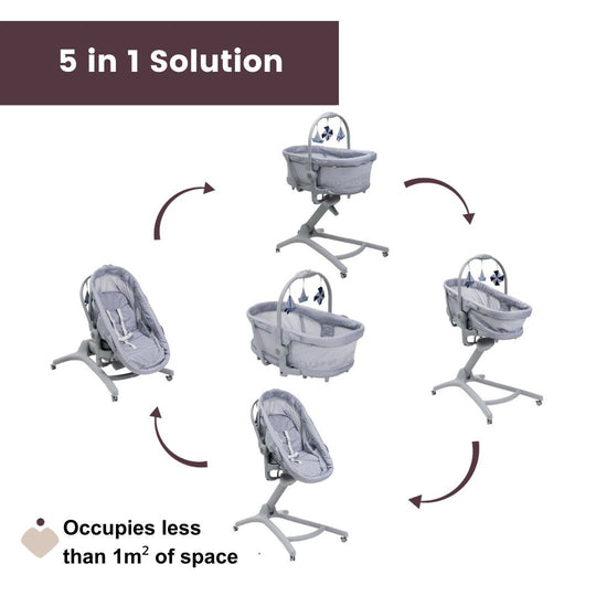 Chicco Baby Hug 5in1 Pro Crib - Earl Grey