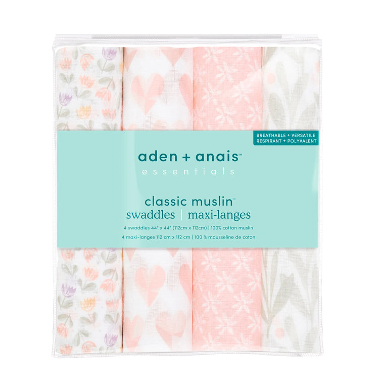 Aden + Anais Essentials Cotton Muslin Swaddle 4-pack