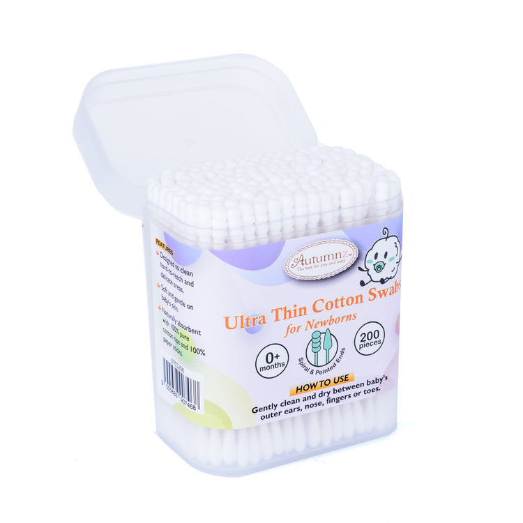 Autumnz Ultra Thin Cotton Swabs (0m+) (200pcs)