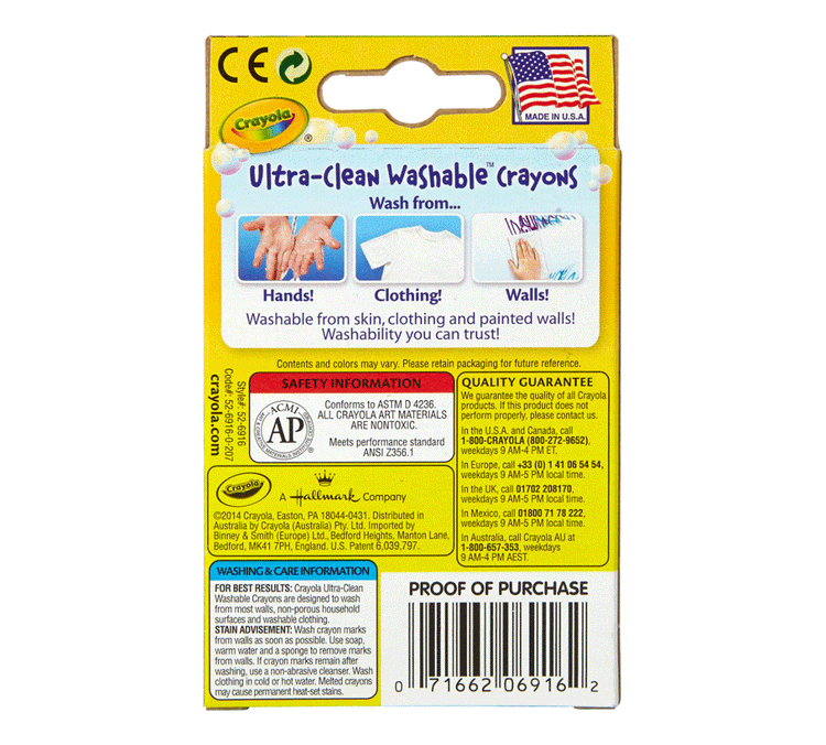 Crayola Ultra-Clean Large Washable Crayons (16pcs)