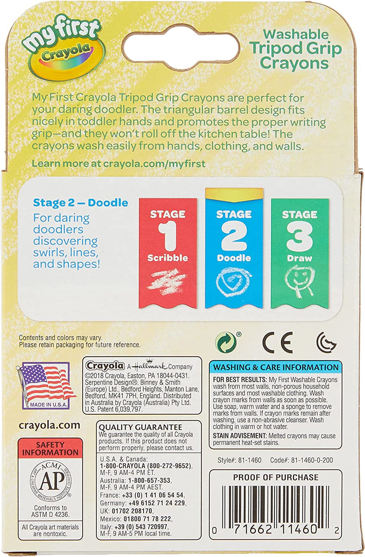 Crayola Washable Tripod Grip Crayons (8pcs)