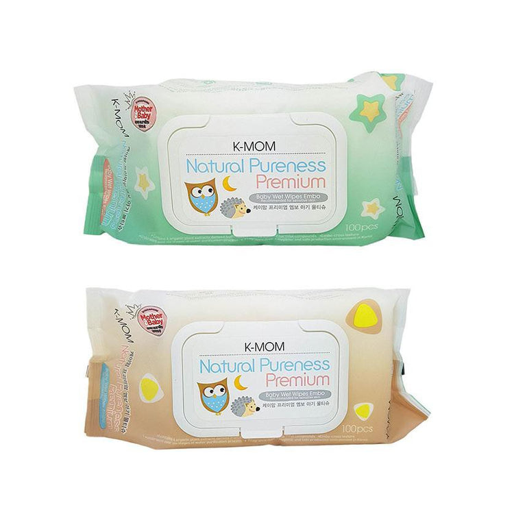 K-Mom Natural Pureness Premium Baby Wet Wipes with Lid (100pcs)
