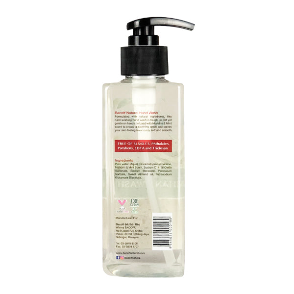 Bacoff Natural Alcohol Free Hand Wash Gel Mandarin & Mint (300ml)