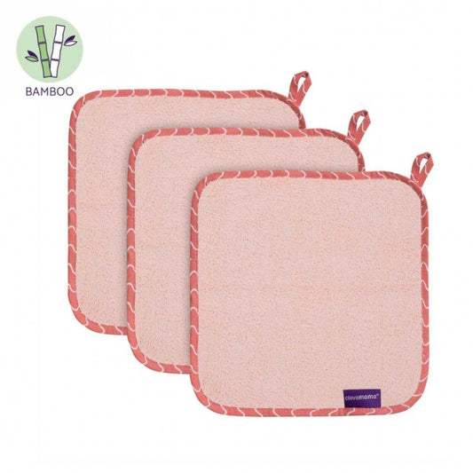 Clevamama Bamboo Baby Washcloth 3pcs (Coral)