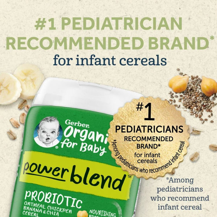 Gerber Powerblend™ Probiotic Oatmeal Chickpea Banana & Chia Cereal (8m+)