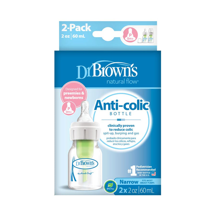 Dr Brown's Options+ PP Narrow Neck Bottles with Preemie Teat (2x60ml)(0m+)