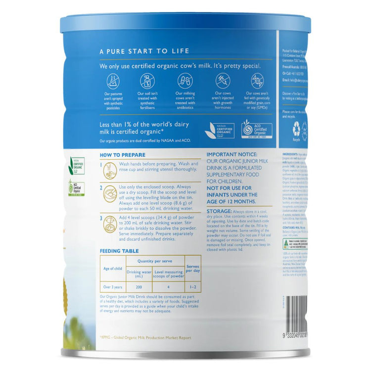 Bellamy's Organic EQUINUTRI Junior Milk Step 4 (900g) 3+ years
