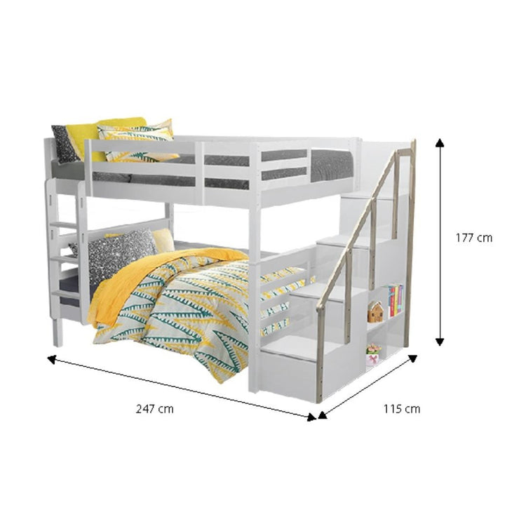[PRE-ORDER] Snoozeland Snowberry Super Single Bunk Bed with Staircase