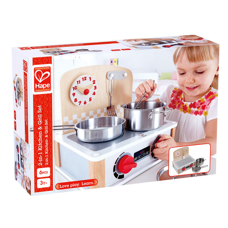 Hape 2-in-1 Kitchen & Grill Set 3yrs+