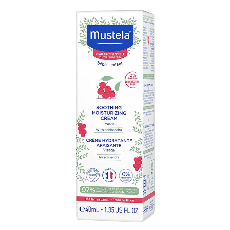 Mustela Soothing Moisturizing Cream Face With Organically Farmed Schisandra for Very Sensitive Skin (40ml)