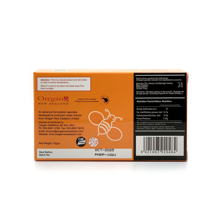 Oregan Active 20+ Manuka Honey & Bee Propolis Drops