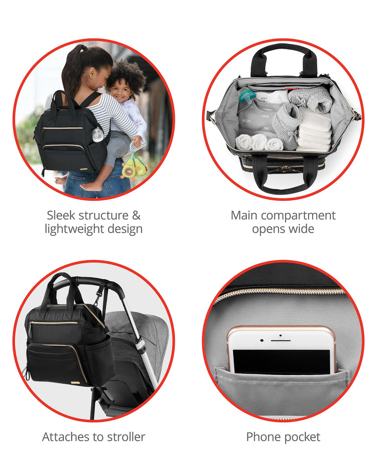 Skip Hop Mainframe Wide Open Diaper Backpack - Black