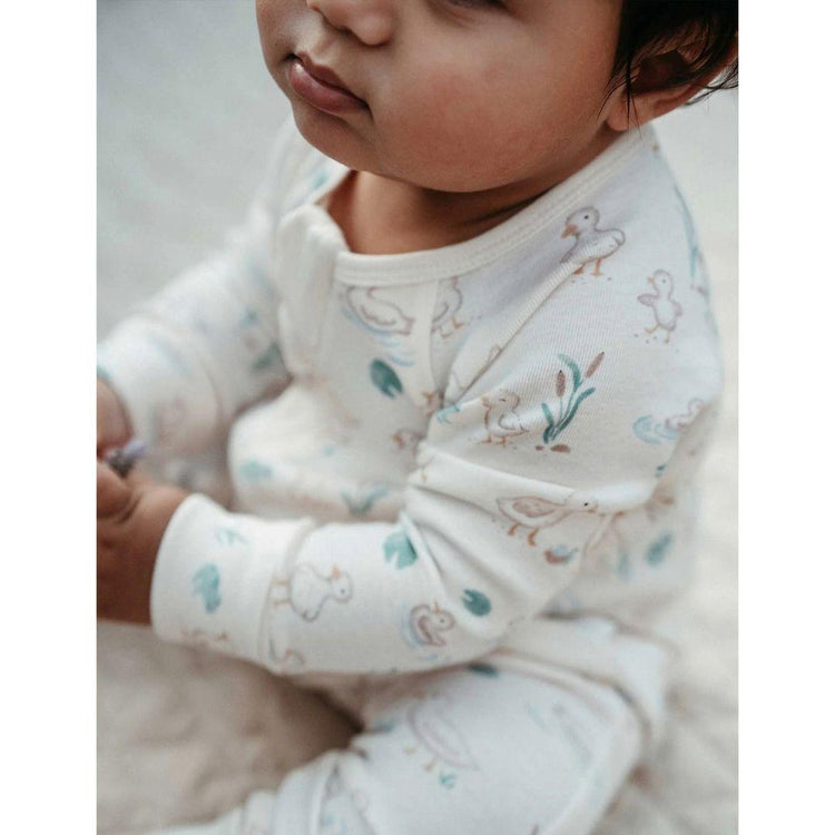 Purebaby Organic Garden Goose Print Zip Growsuit