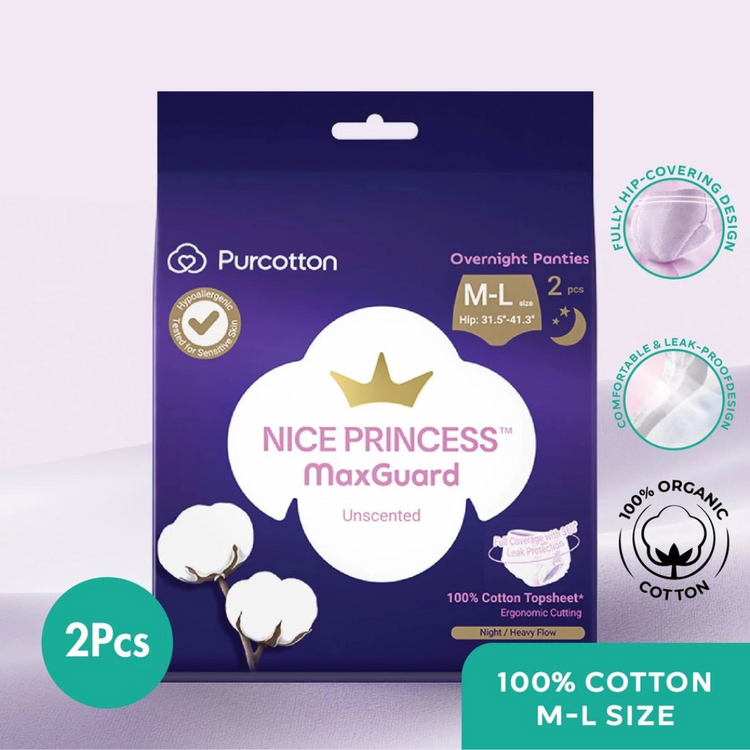 Purcotton Nice Princess MaxGuard Overnight Panties (2pcs)