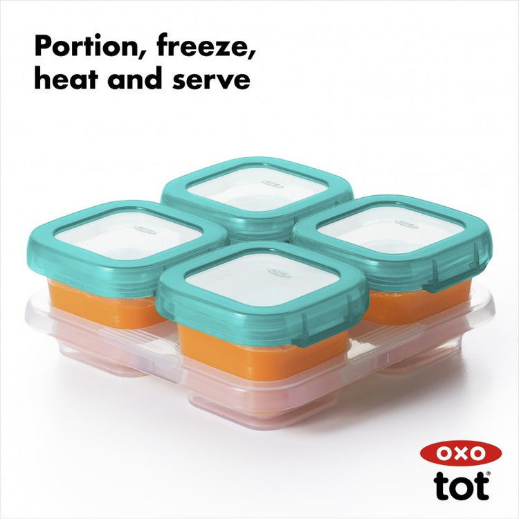 Oxo Tot Baby Blocks Plastic Freezer Storage Containers Set (4oz / 120ml)