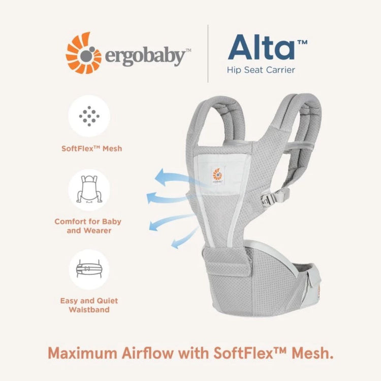 Ergobaby Alta Hipseat Carrier All over, SoftFlex ™Mesh for #1 Airflow Ergonomic Wide cushioned Hipseat 4-48 months