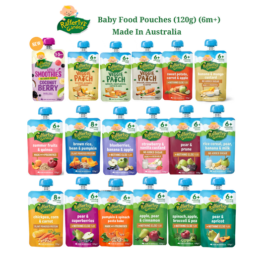 Rafferty's Garden Baby Food Pouches 120g 6m+/8m+ Made In Australia