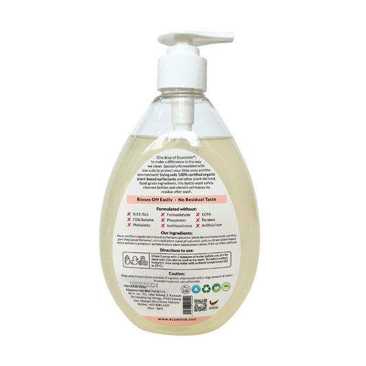 Ecominim Plant Based Concentrated Baby Bottle & Toy Wash – Tangy Fresh 480ml