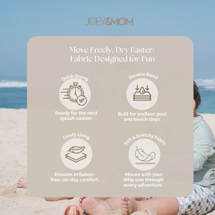 Joey & Mom Kids UPF50+ Swimwear Coastal Collection | Sun Protection Baby & Toddler Swimsuit for Boys & Girls