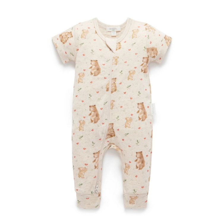 Purebaby Organic Zip Growsuit - Mamma Love Print