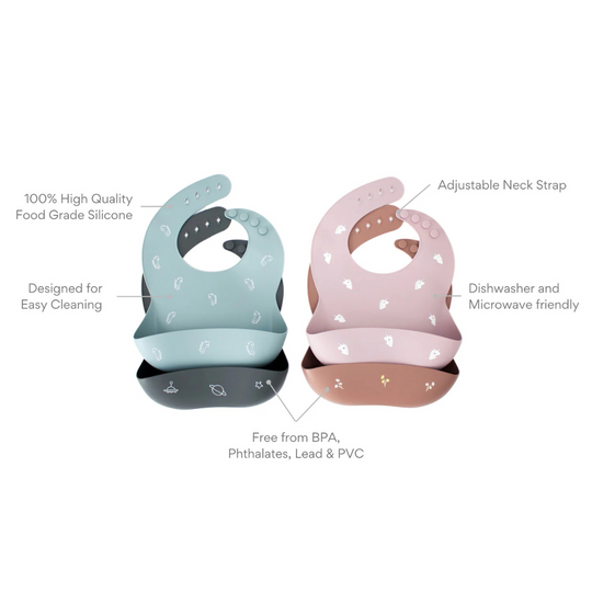 Jae Ko Silicone Bib Plain and Patterned (6-36m)