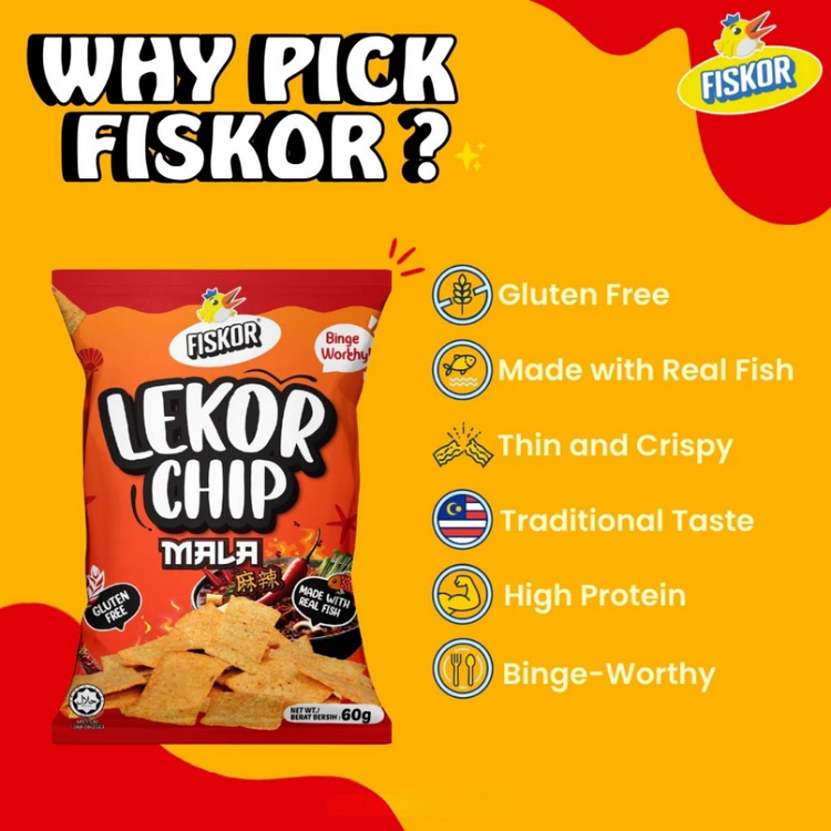 Fiskor Lekor Chip - Mala Flavour 150g Halal Certified