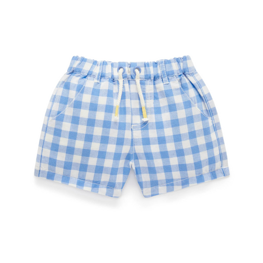 Purebaby Organic Kids Ocean Gingham Shorts