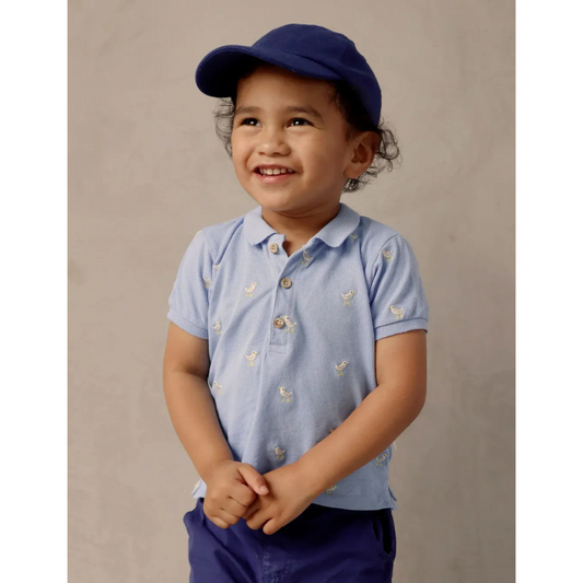 Purebaby Organic Seagull Polo Shirt Seagull Broderie