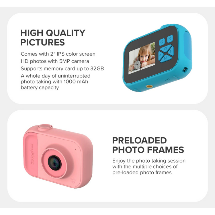 myFirst Camera 10 Mini Digital Camera for Kids with 5MP Camera High Quality Pictures and Videos Camera Gifts