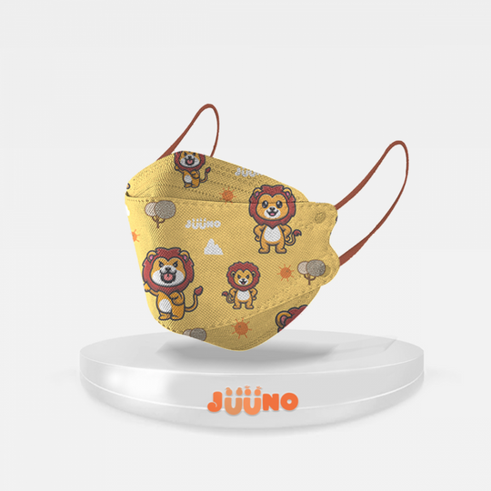 Juuno Kids Mask KF94 Safari Leo 10'S - Orange | Protective 4Layer Protective >98% 3D Mask