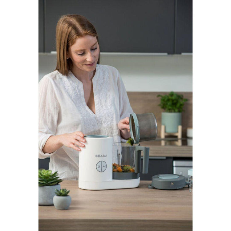 Beaba Babycook Neo Baby Food Processor - White Grey | Homemade Nutritious Healthy Food Steams, Blends, Defrosts and Reheats in 15mins