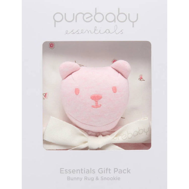 Purebaby Organic Bunny Rug & Snookie Pack Vanilla Blossom