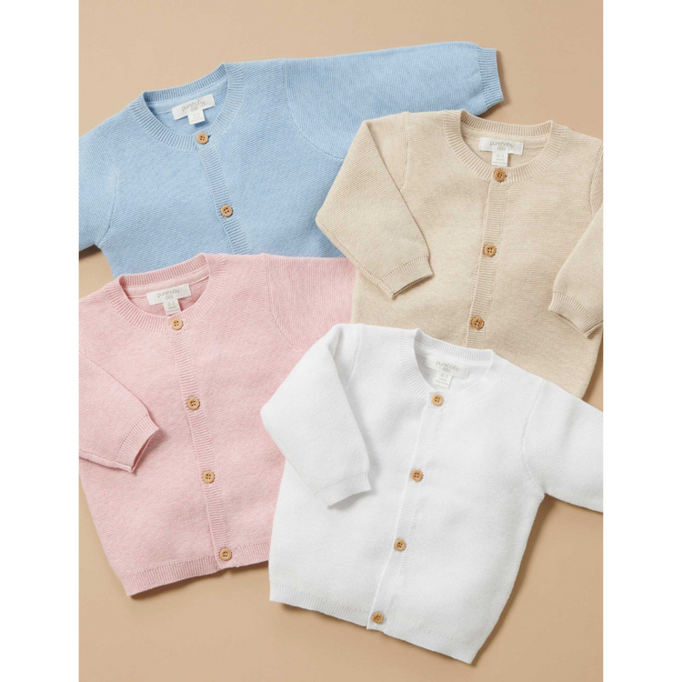 Purebaby Organic Textured Cardigan - Blue Melange