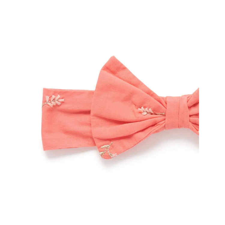 Purebaby Organic Festive Bow Headband - Eucalyptus Broderie