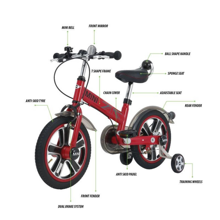 Rastar 1402 Mini Copper Ride on Bicycle 14" - Red (4-6yrs)