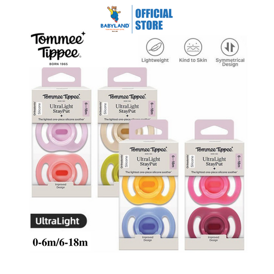 Tommee Tippee Ultra Light Stay Put Silicone Soother 2Pcs/Pack (Assorted)