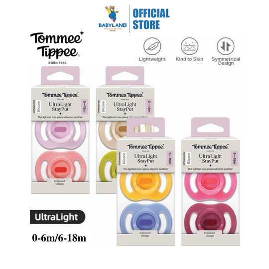 Tommee Tippee Ultra Light Stay Put Silicone Soother 2Pcs/Pack (Assorted)