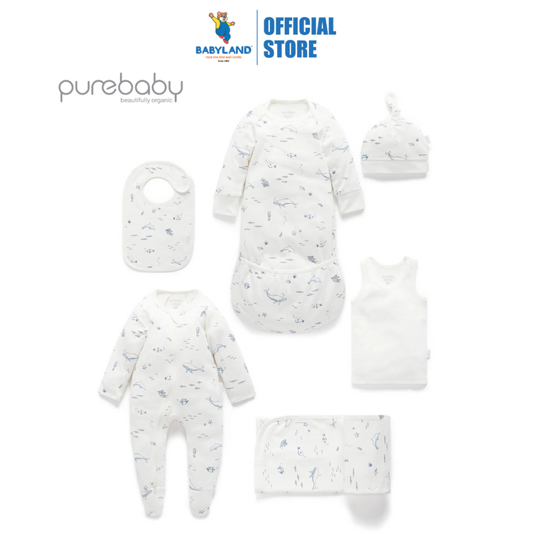 Purebaby Organic Newborn Hospital Pack - Vanilla Nautical