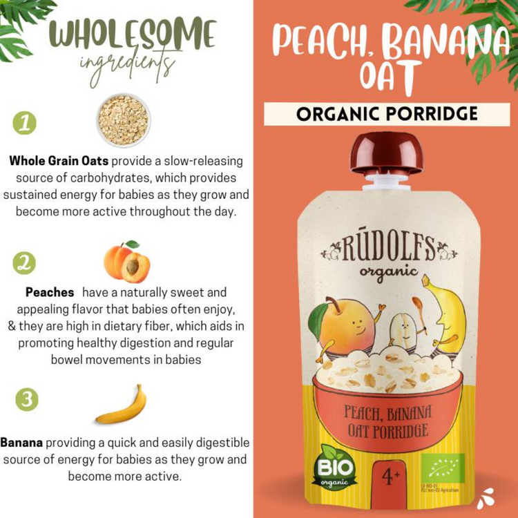 Rudolfs Organic Peach Banana Oat Porridge 110g (6m+)